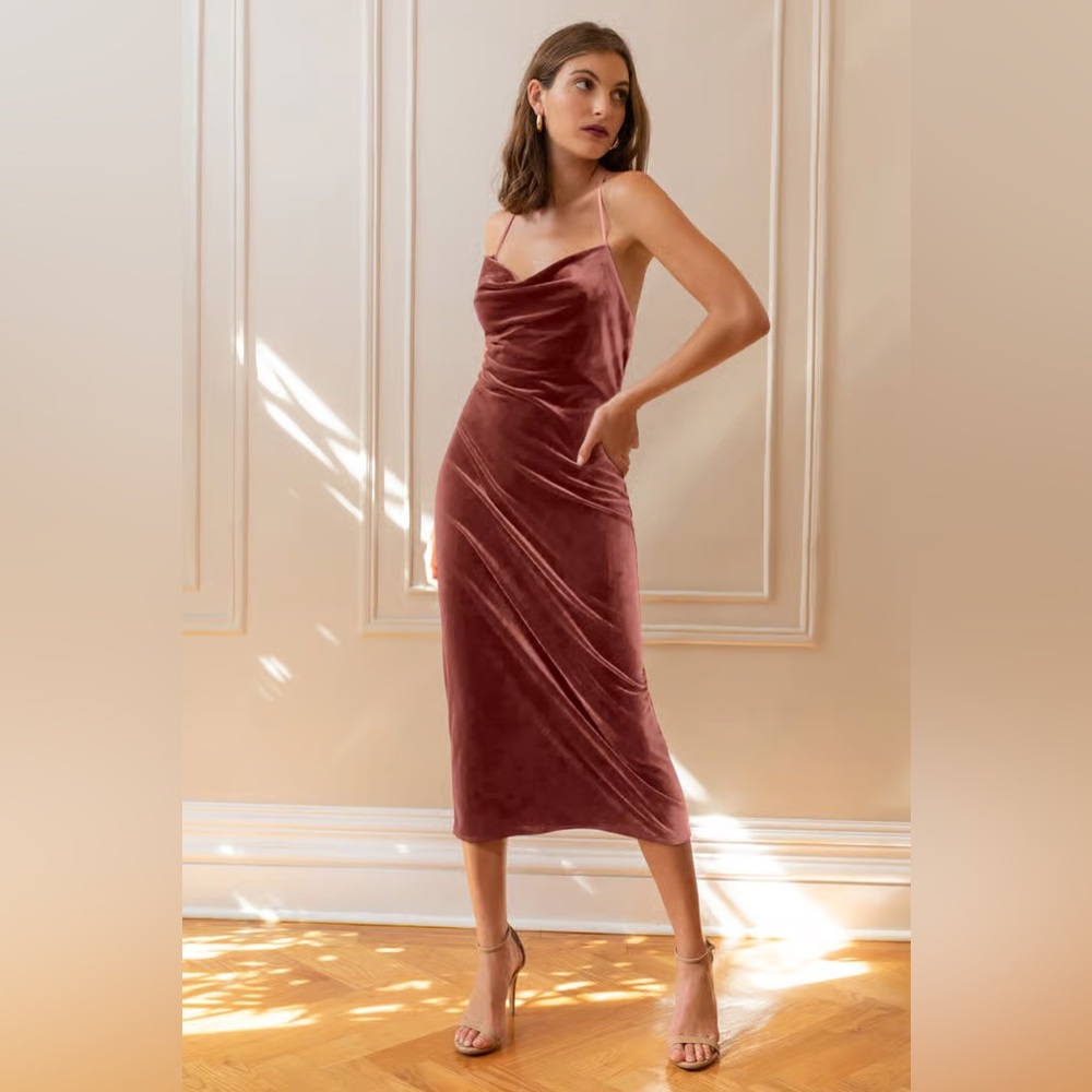 Jenny Yoo Velvet Dress in Warm Rose